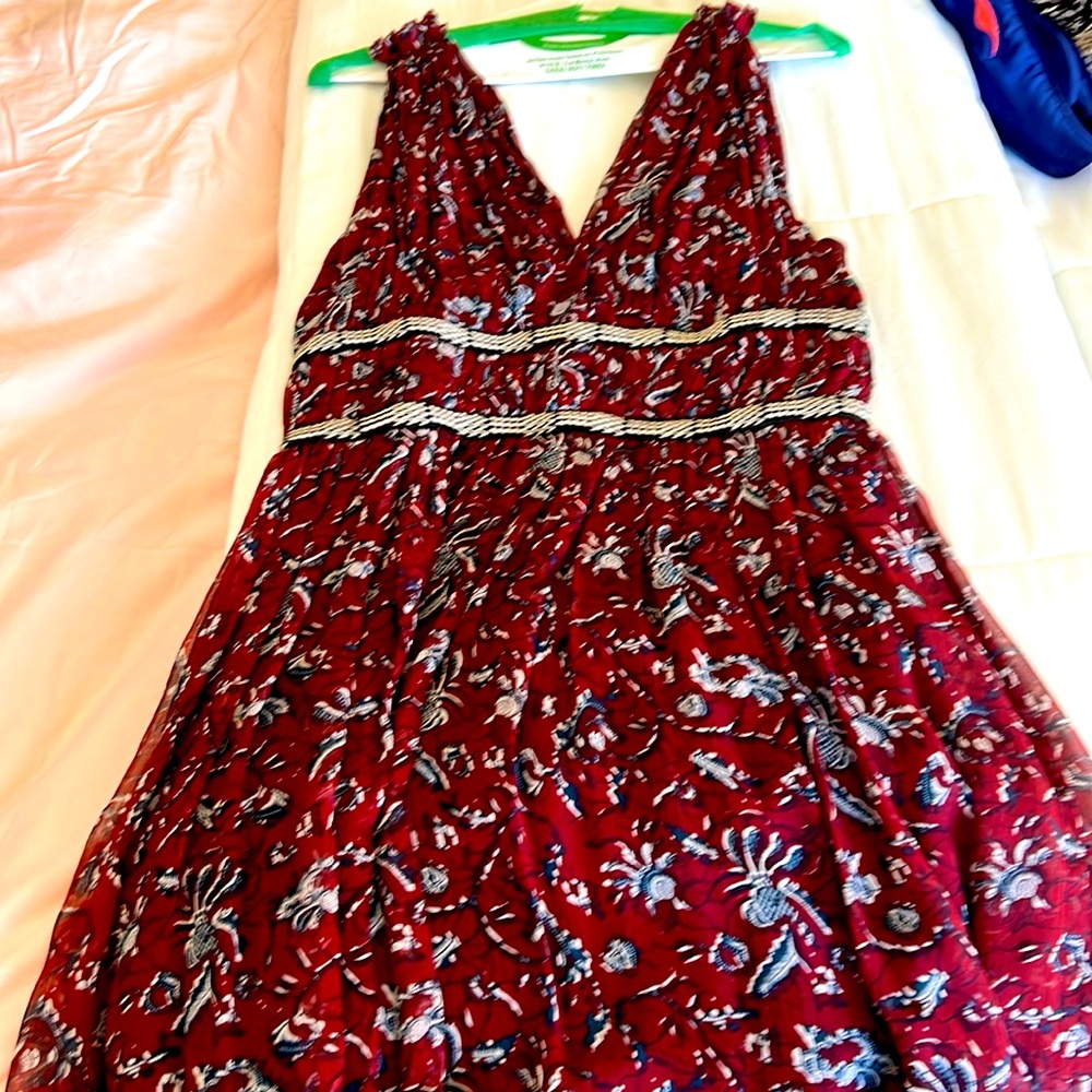 Burgundy Isabel Marant chiffon dress.